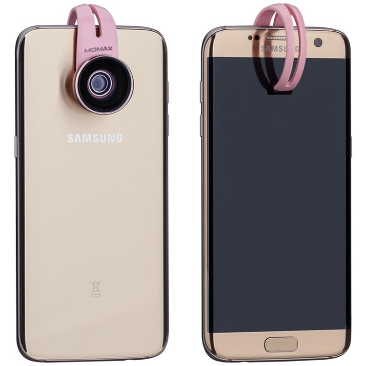 MOMAX X-Lens 3-In-1 Clip-on 120° Wide Angle + 15X Macro + 180° Fisheye Lens Kit - Rose Gold Color-9