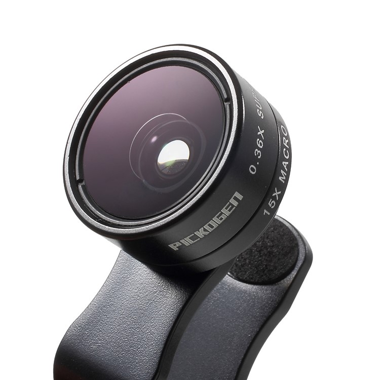 PICKOGEN 2-in-1 0.36X Super Wide Angle + 15X Macro Lens Universal Clip-on Lens Kits (HE-036) - Black-10