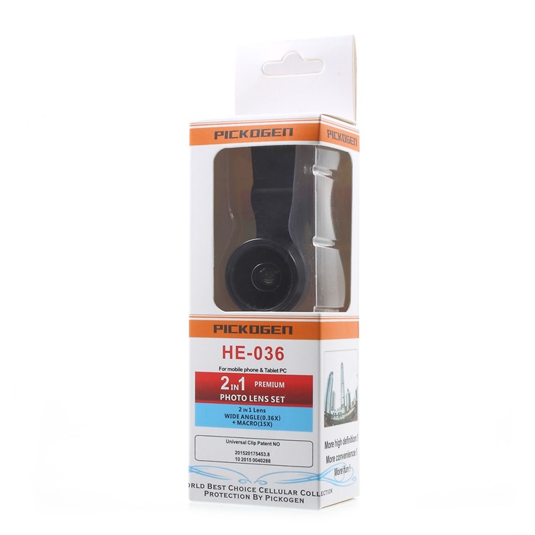 PICKOGEN 2-in-1 0.36X Super Wide Angle + 15X Macro Lens Universal Clip-on Lens Kits (HE-036) - Black-14