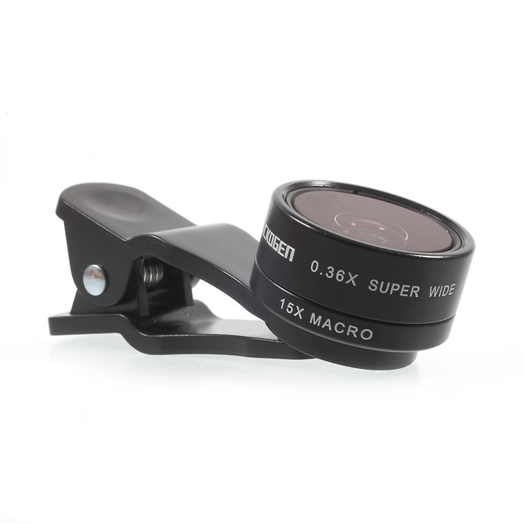 PICKOGEN 2-in-1 0.36X Super Wide Angle + 15X Macro Lens Universal Clip-on Lens Kits (HE-036) - Black-9