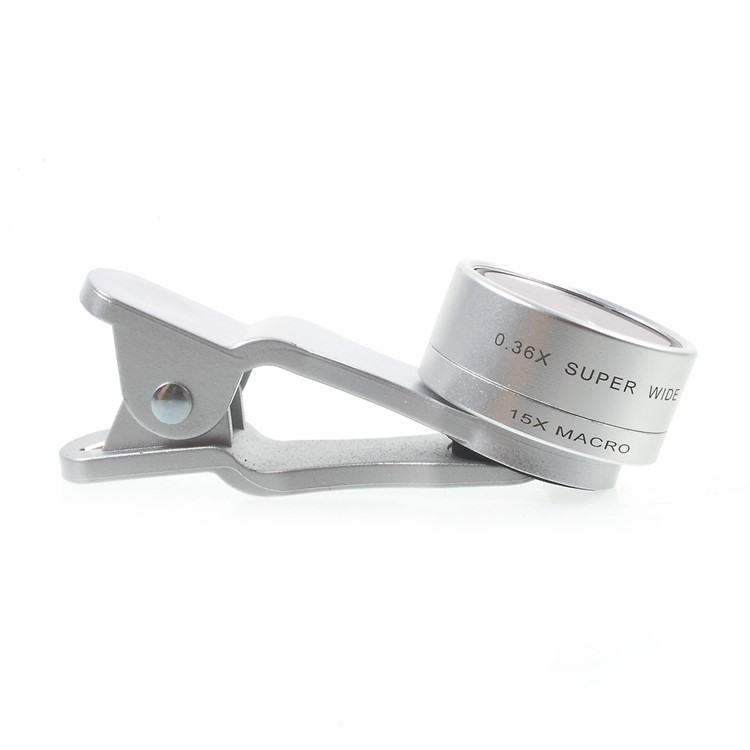 PICKOGEN 2-in-1 0.36X Super Wide Angle + 15X Macro Lens Universal Clip-on Camera Lens Kits (HE-036) - Silver Color-8