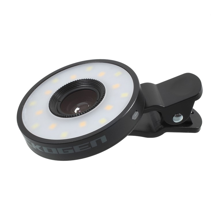 PICKOGEN Universal Clip-on Lens Kit 0.65X Wide Angle + 15X Macro Lens with Selfie LED Fill-in Lights - Black-5