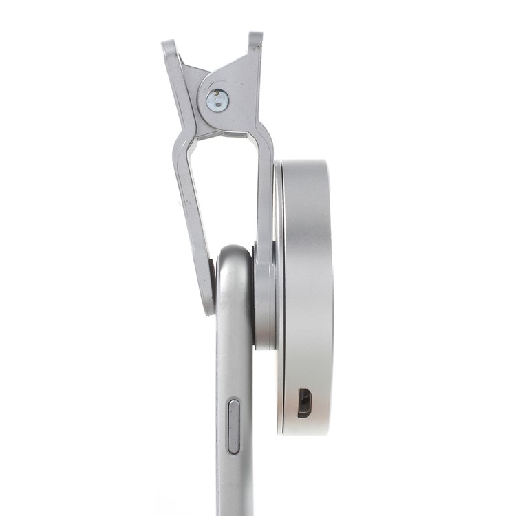 PICKOGEN Universal Selfie LED Fill-in Lights Clip-on Lens Kit 0.65X Wide Angle + 15X Macro Lens - Silver Color-5