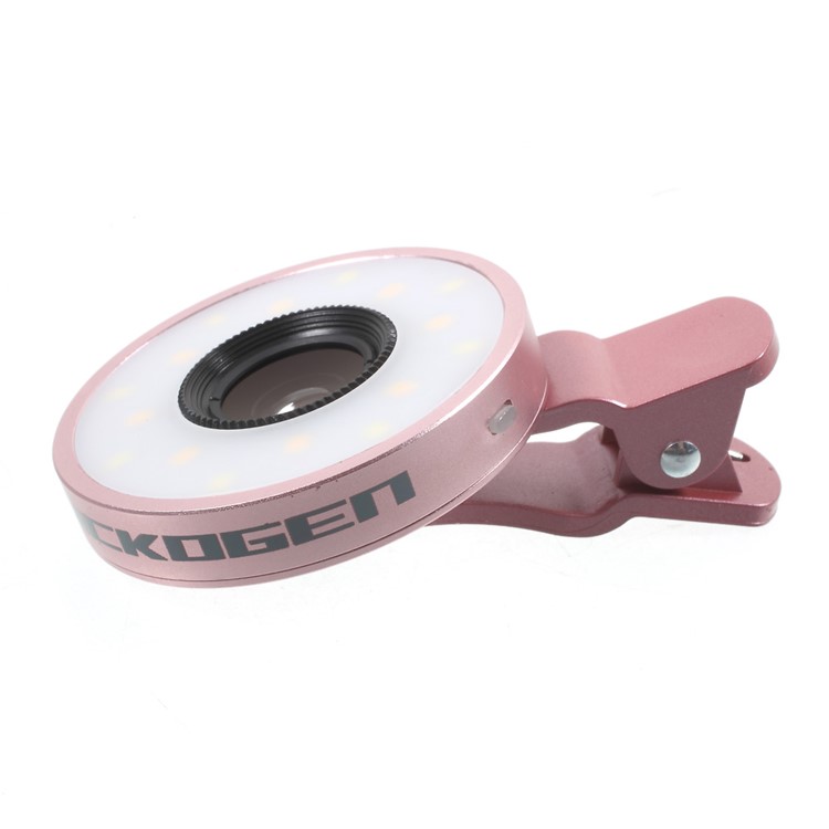 PICKOGEN Universal 2-in-1 Lens Kit 0.65X Wide Angle + 15X Macro Lens with Selfie LED Fill-in Lights - Pink-7