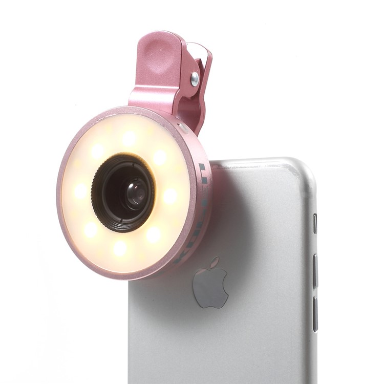 PICKOGEN Universal Clip-on Camera Lens Kit 0.65X Wide Angle + 15X Macro Lens with Selfie LED Fill-in Lights - Gold Color-10