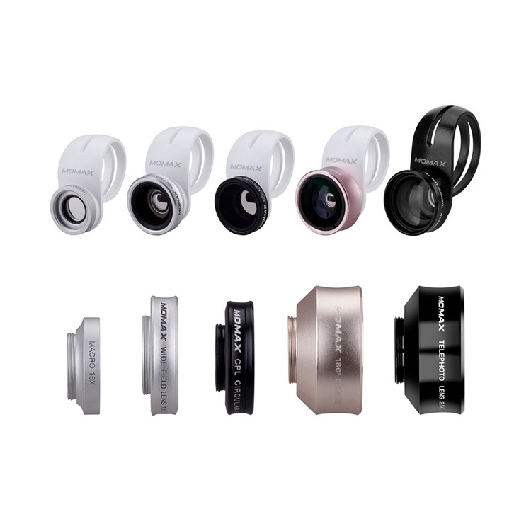 MOMAX X-Lens 5-in-1 2.5X Teleconverter + 120° Wide Angle + 15X Macro + 180° Fisheye Lens + CPL Filter Kit-2