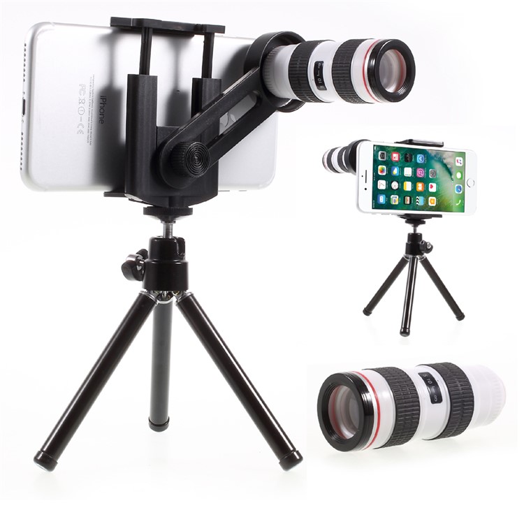 12X Optical Telescope Universal Camera Lens with Tripod, Phone Clamp Range: 55 - 85mm-1