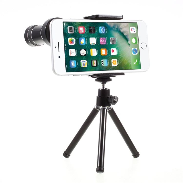 Universal 10X Mobile Phone Telescope Camera Lens with Tripod, Phone Clamp Range: 55 - 85mm-13