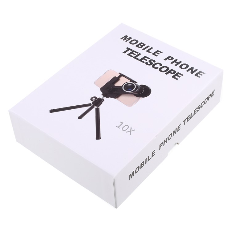 Universal 10X Mobile Phone Telescope Camera Lens with Tripod, Phone Clamp Range: 55 - 85mm-16