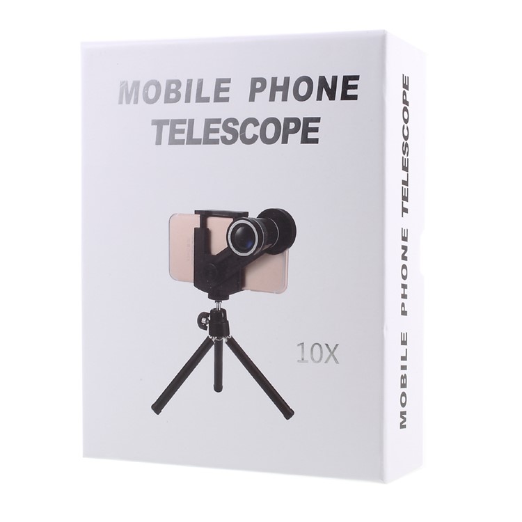 Universal 10X Mobile Phone Telescope Camera Lens with Tripod, Phone Clamp Range: 55 - 85mm-17