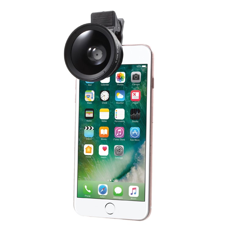 Universal Clip-on 37mm 0.45X Wide Angle Lens + Macro Lens 2-in-1 Mobile Phone Camera Lens Kit - Black-12
