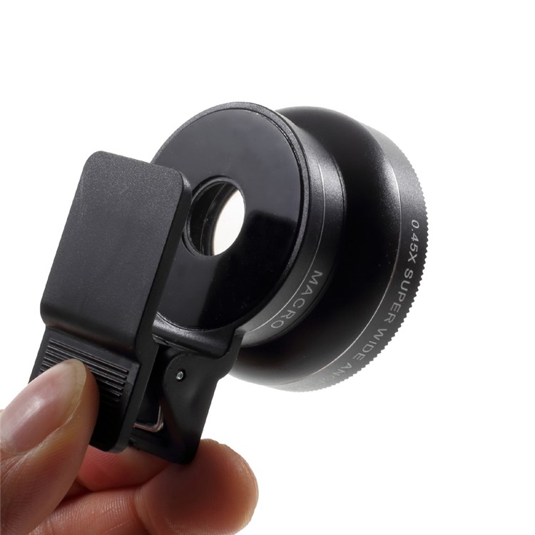 Universal Clip-on 37mm 0.45X Wide Angle Lens + Macro Lens 2-in-1 Mobile Phone Camera Lens Kit - Black-5