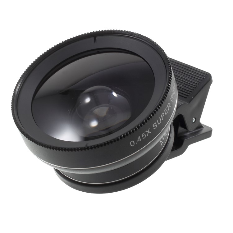 Universal Clip-on 37mm 0.45X Wide Angle Lens + Macro Lens 2-in-1 Mobile Phone Camera Lens Kit - Black-7