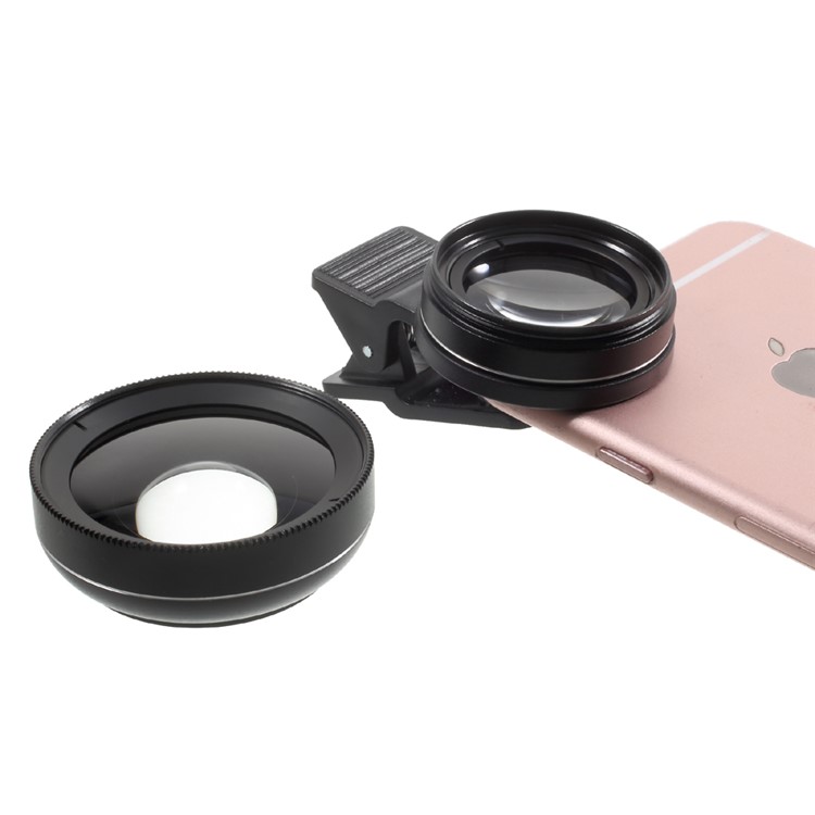 Universal Clip-on 37mm 0.45X Wide Angle Lens + Macro Lens 2-in-1 Mobile Phone Camera Lens Kit - Black-8
