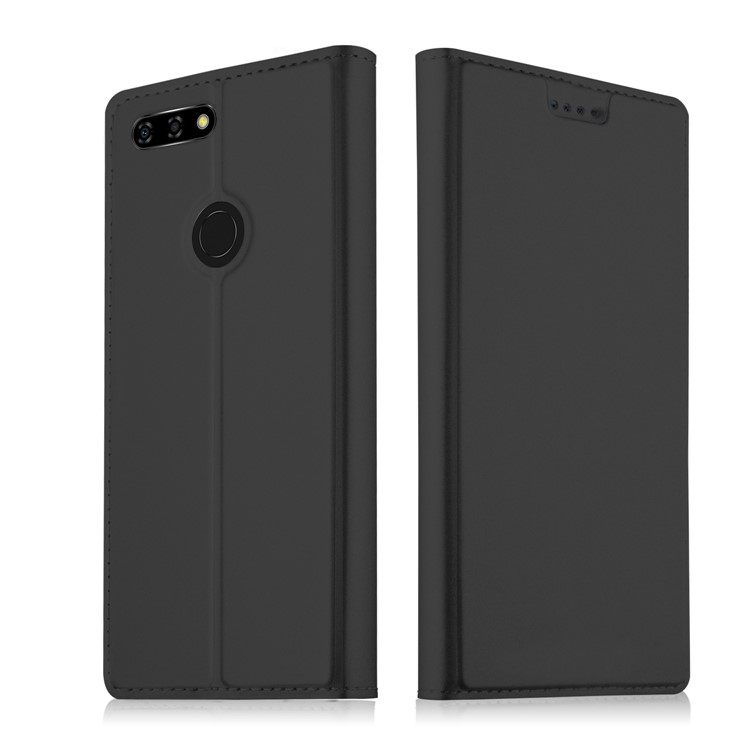 Card Holder Auto-absorbed Leather Cell Phone Case with Stand for Blu Vivo X - Black-1