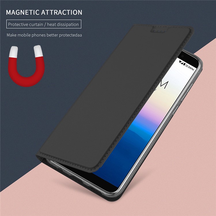 Card Holder Auto-absorbed Leather Cell Phone Case with Stand for Blu Vivo X - Black-4