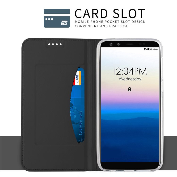Card Holder Auto-absorbed Leather Cell Phone Case with Stand for Blu Vivo X - Black-5