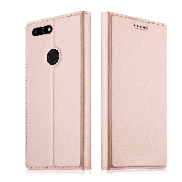 Card Holder Auto-absorbed Leather Cell Phone Cover with Stand for Blu Vivo X - Rose Gold-1