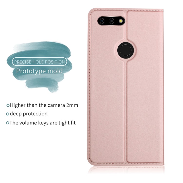 Card Holder Auto-absorbed Leather Cell Phone Cover with Stand for Blu Vivo X - Rose Gold-3