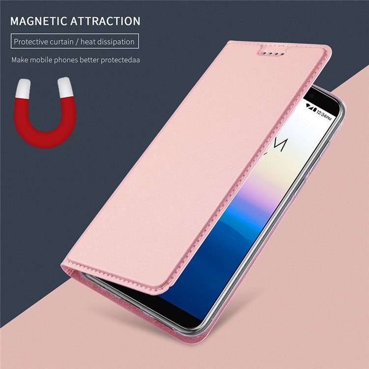 Card Holder Auto-absorbed Leather Cell Phone Cover with Stand for Blu Vivo X - Rose Gold-4