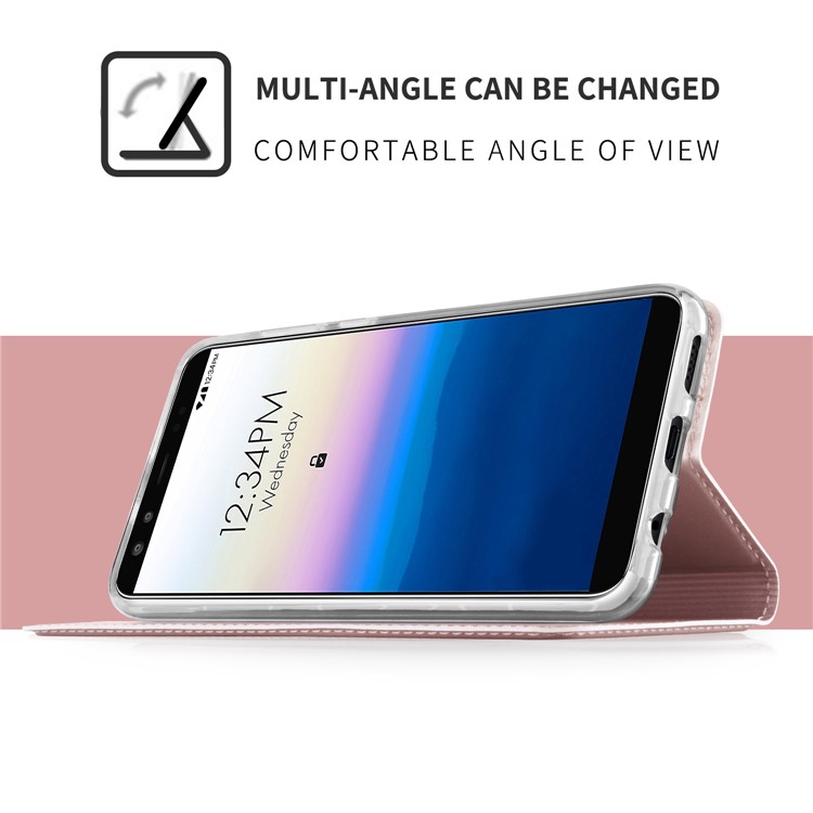 Card Holder Auto-absorbed Leather Cell Phone Cover with Stand for Blu Vivo X - Rose Gold-7
