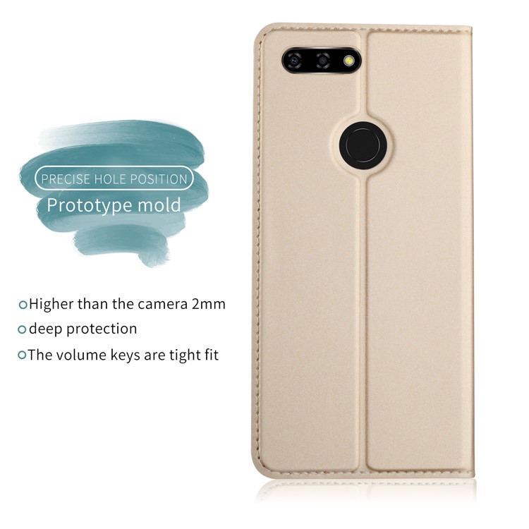 Card Holder Auto-absorbed Leather Cell Phone Shell with Stand for Blu Vivo X - Gold-3