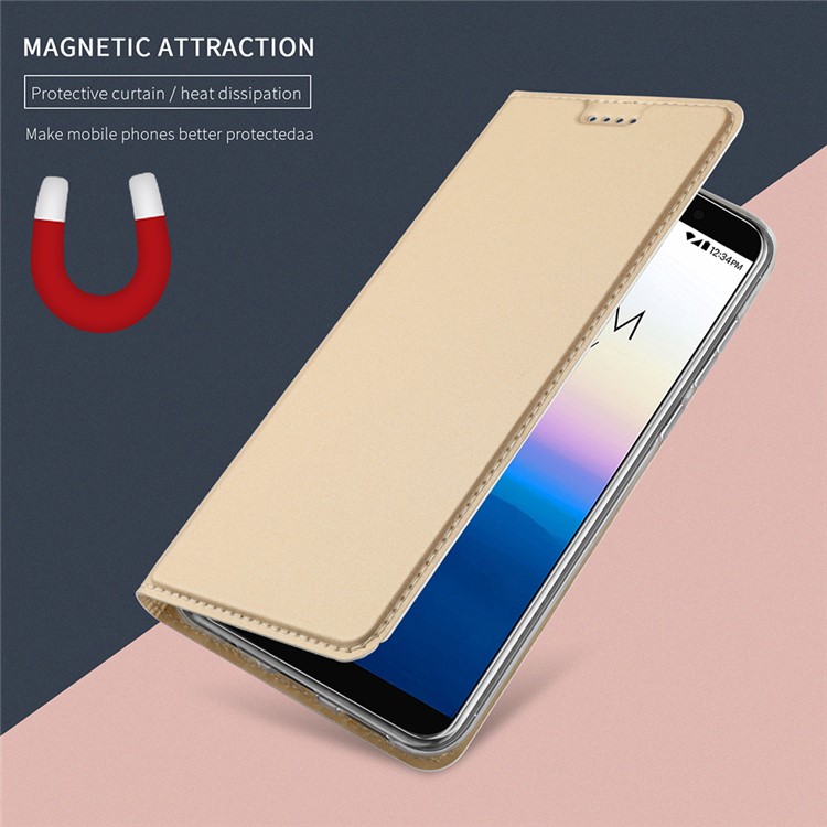 Card Holder Auto-absorbed Leather Cell Phone Shell with Stand for Blu Vivo X - Gold-4