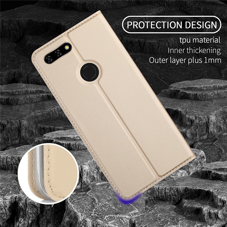 Card Holder Auto-absorbed Leather Cell Phone Shell with Stand for Blu Vivo X - Gold-6