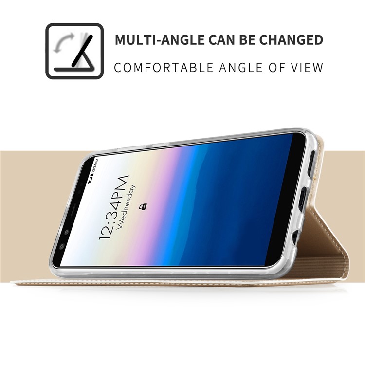 Card Holder Auto-absorbed Leather Cell Phone Shell with Stand for Blu Vivo X - Gold-7