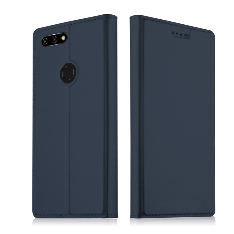 Card Holder Auto-absorbed Leather Cell Phone Casing with Stand for Blu Vivo X - Dark Blue-1