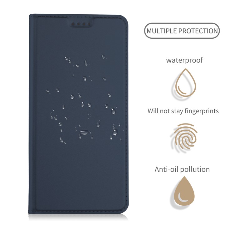 Card Holder Auto-absorbed Leather Cell Phone Casing with Stand for Blu Vivo X - Dark Blue-2