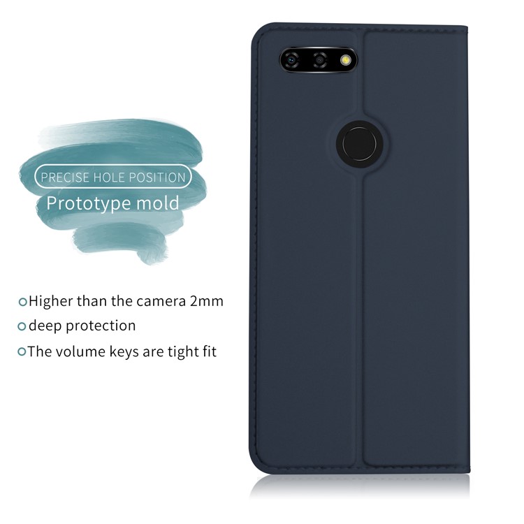 Card Holder Auto-absorbed Leather Cell Phone Casing with Stand for Blu Vivo X - Dark Blue-3
