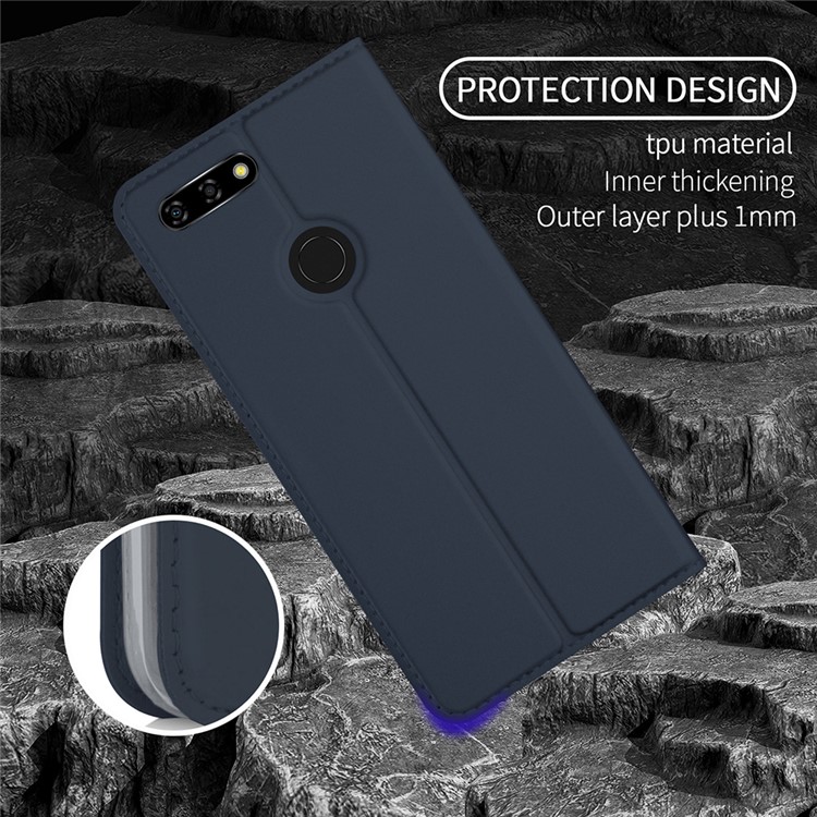 Card Holder Auto-absorbed Leather Cell Phone Casing with Stand for Blu Vivo X - Dark Blue-6