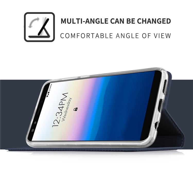 Card Holder Auto-absorbed Leather Cell Phone Casing with Stand for Blu Vivo X - Dark Blue-7
