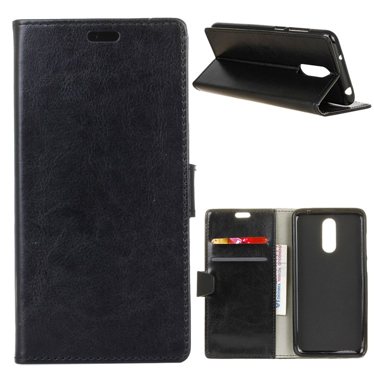 Crazy Horse Leather Wallet Case for Vodafone Smart N9 - Black-1
