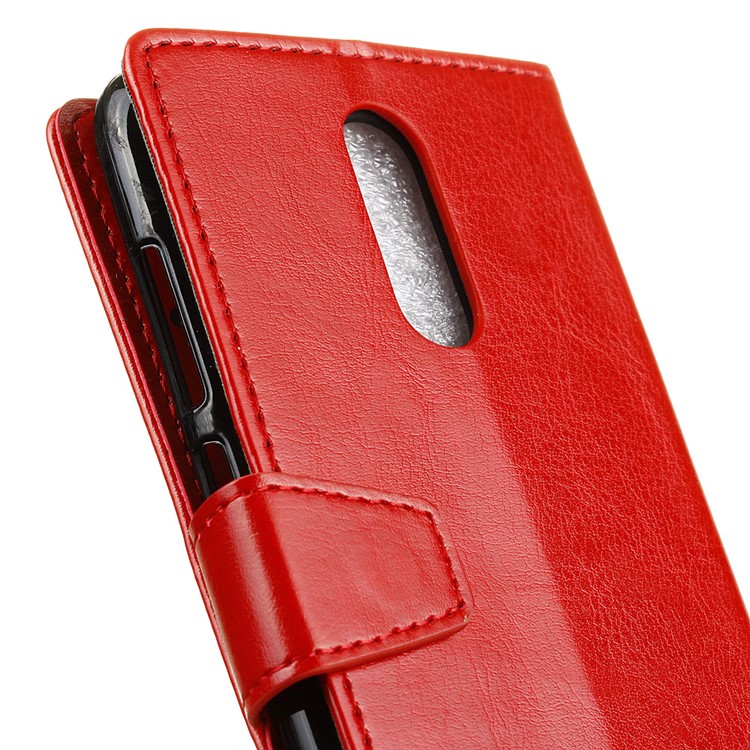 Crazy Horse Leather Wallet Shell for Vodafone Smart N9 - Red-4