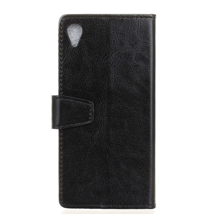 Crazy Horse Texture Wallet Stand Leather Cell Phone Case for Vodafone Smart E9 - Black-2