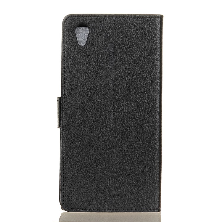 Litchi Skin PU Leather Wallet Case for Vodafone Smart E9 - Black-2