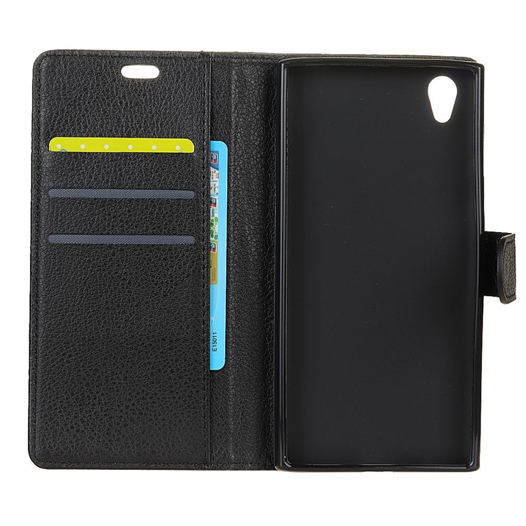 Litchi Skin PU Leather Wallet Case for Vodafone Smart E9 - Black-3