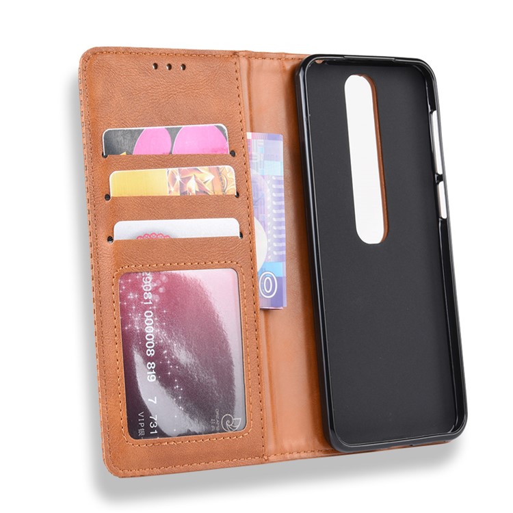 Auto-absorbed Vintage Style PU Leather Wallet Case for Vodafone Smart V10/VFD730 - Brown-3