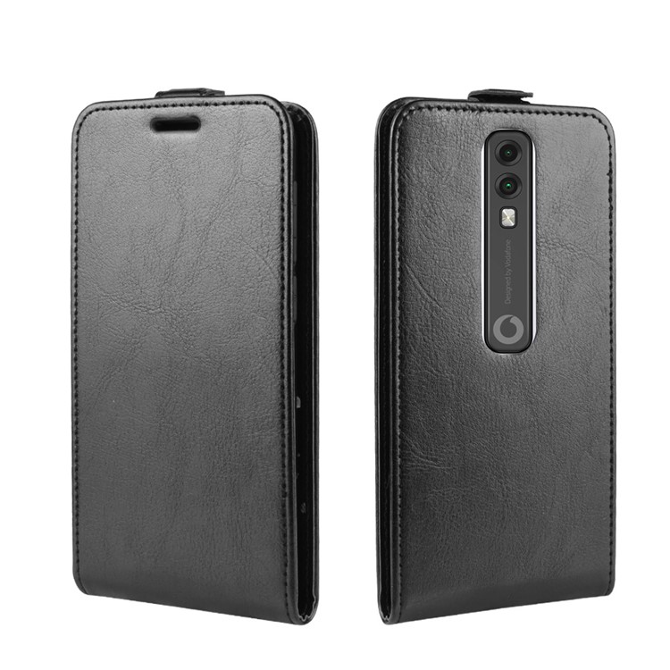 Vertical Flip Card Slot Leather Phone Shell for Vodafone Smart V10 - Black-4