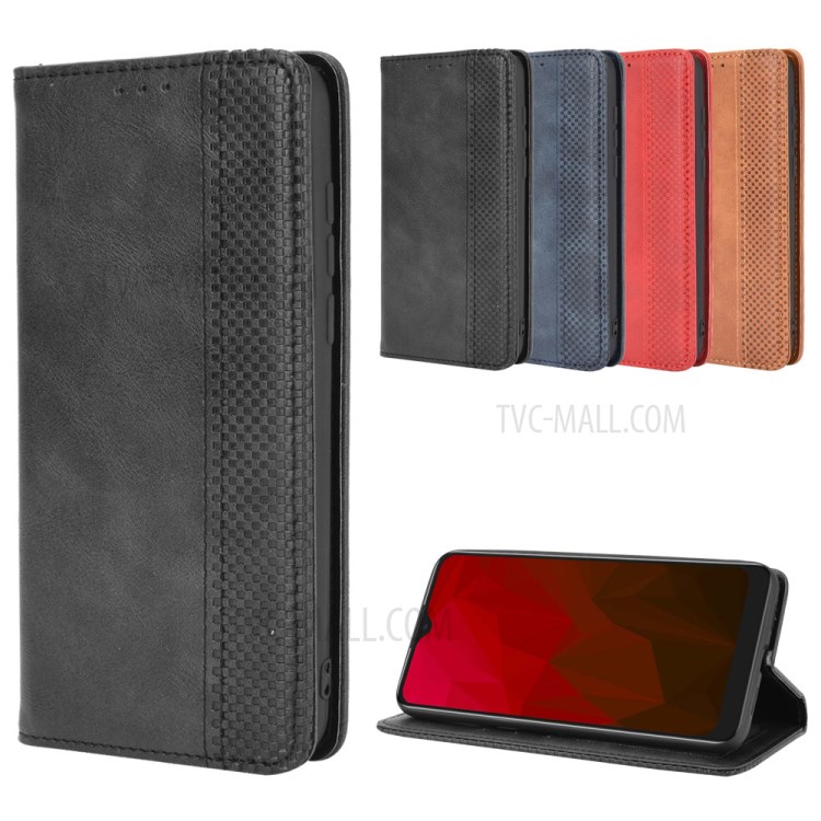 Vintage Style Leather Wallet Stand Case for Vodafone Smart V11 - Black-12