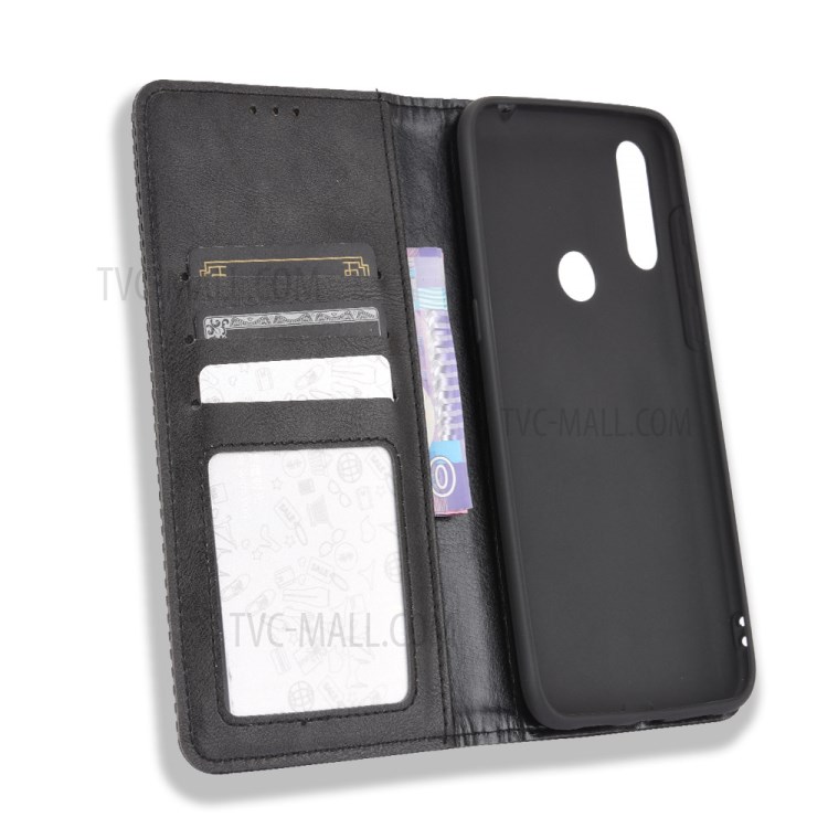 Vintage Style Leather Wallet Stand Case for Vodafone Smart V11 - Black-4