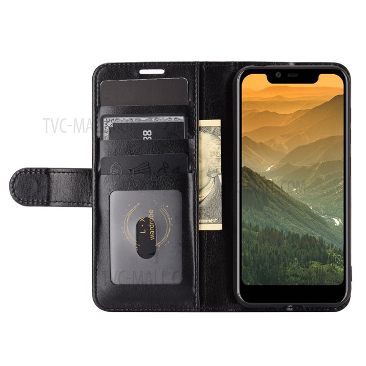 For Vodafone N11 Crazy Horse Texture Leather Wallet Case with Supporting Stand - Black-5