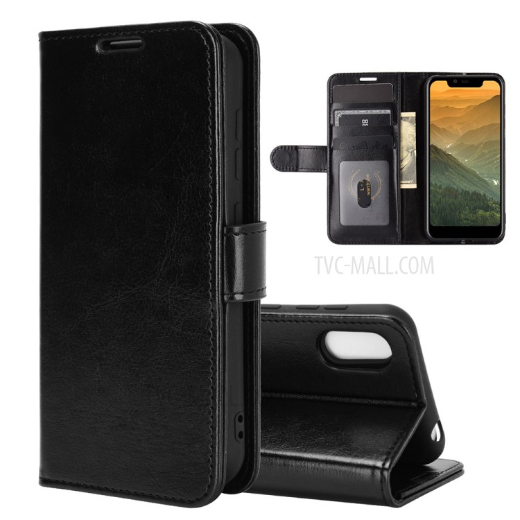 For Vodafone N11 Crazy Horse Texture Leather Wallet Case with Supporting Stand - Black-8