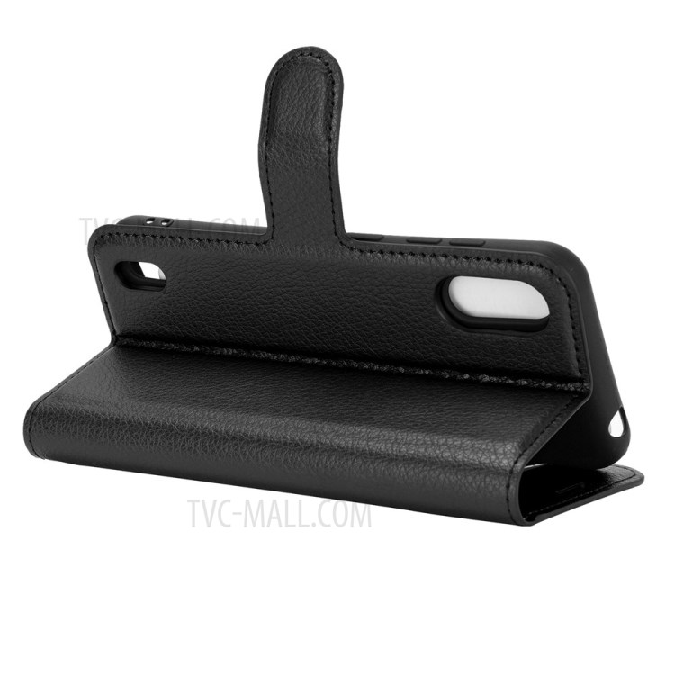 Litchi Grain Wallet Stand Leather Protective Phone Shell for Vodafone N11 - Black-4
