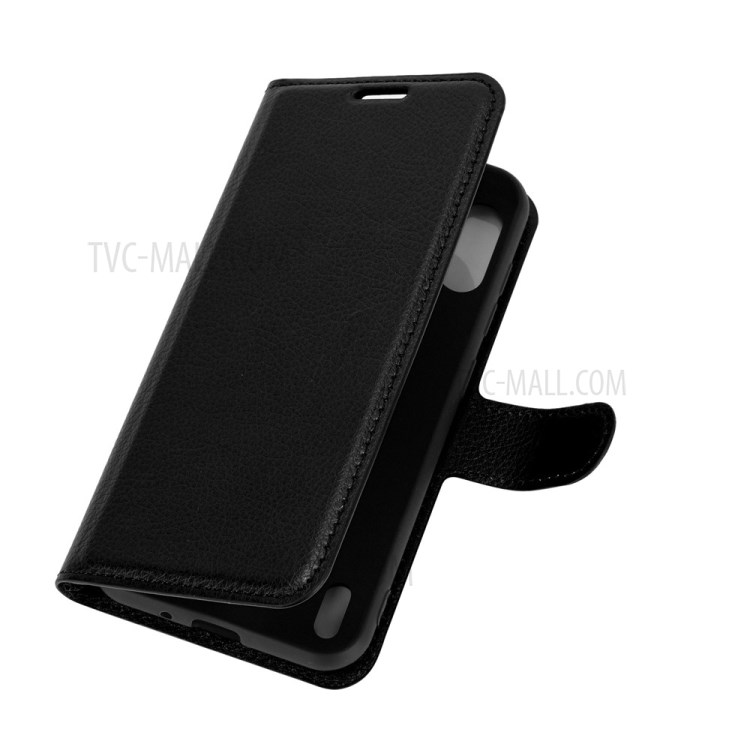 Litchi Grain Wallet Stand Leather Protective Phone Shell for Vodafone N11 - Black-6