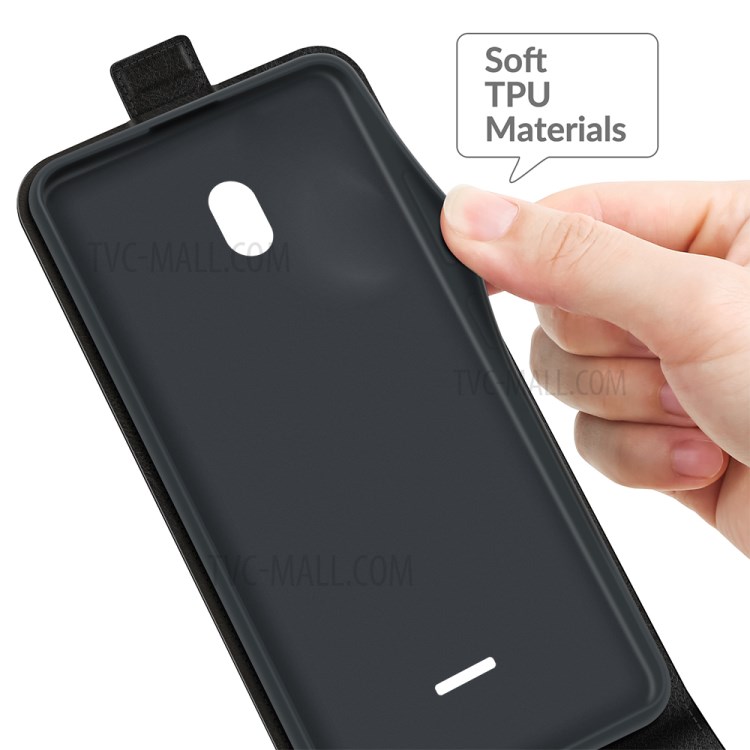 Crazy Horse Vertical Flip Leather Phone Case with Card Slot for Vodafone Smart E11 - Black-4