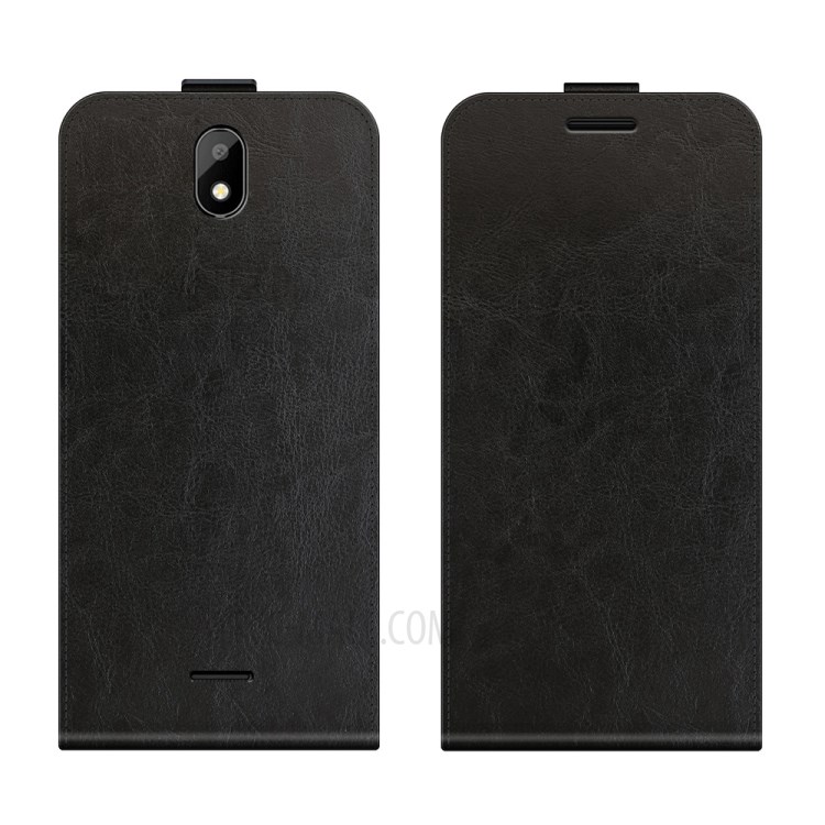 Crazy Horse Vertical Flip Leather Phone Case with Card Slot for Vodafone Smart E11 - Black-7
