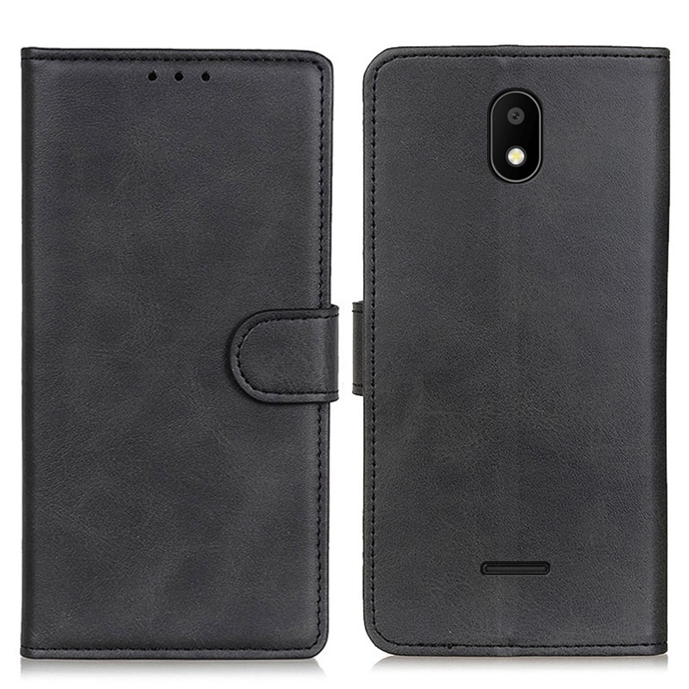 PU Leather Well-Protected Phone Stand Shell Anti-Drop Phone Wallet Case for Vodafone SMART E11 - Black-1